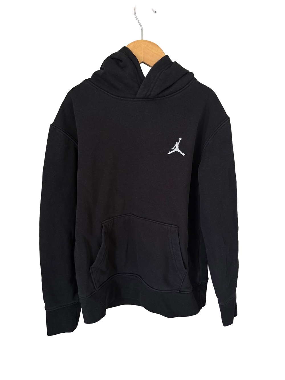 Jordan Black Pullover Hoodie with White Jumpman 8-10 years
